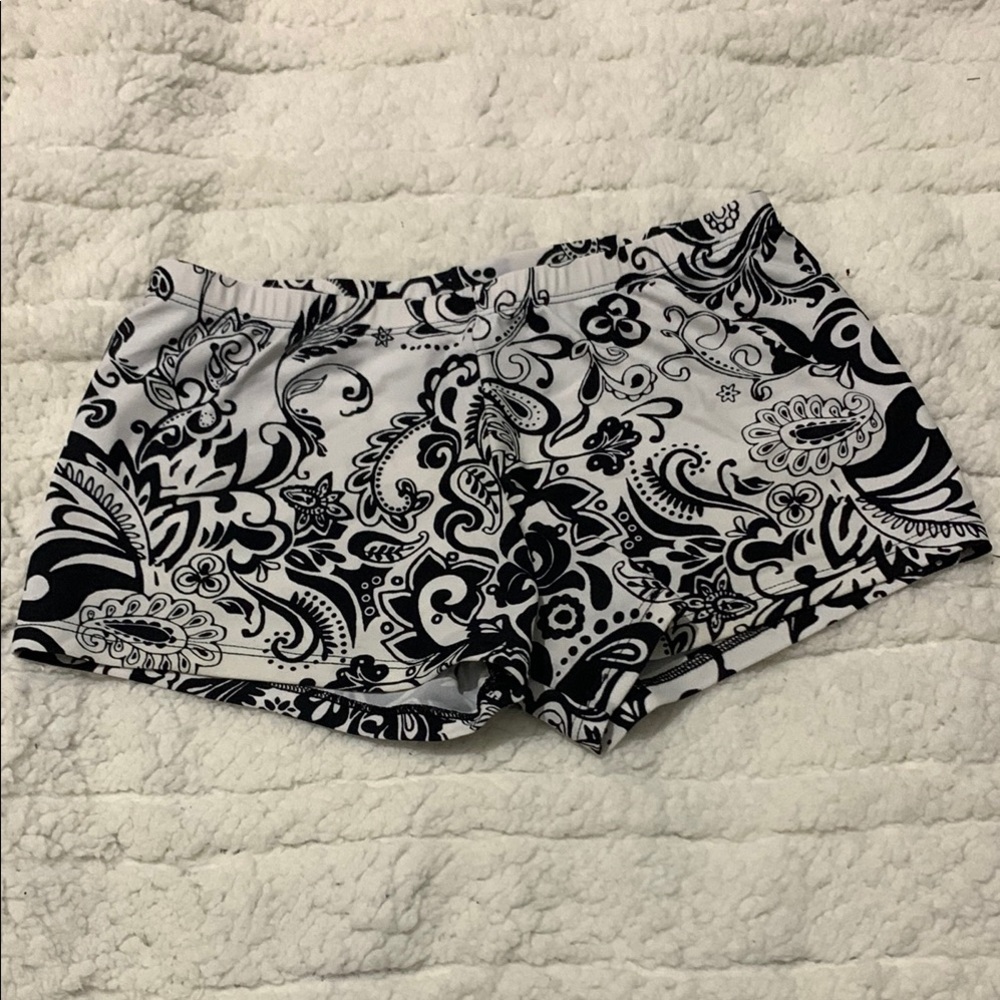 Body Wrappers Black and White Patterned Dance Shorts